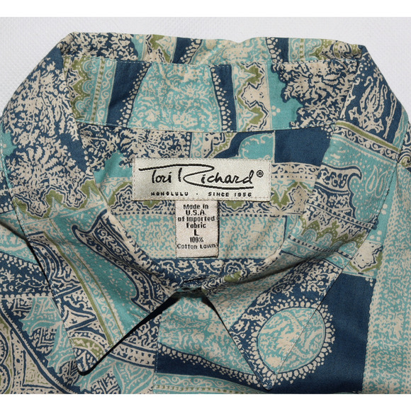 Tori Richard Men's Short Sleeve Button Front Shirt Size Large - Picture 5 of 6